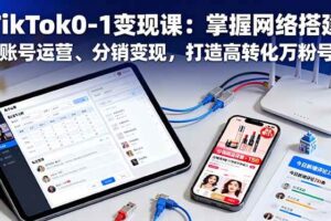 （16334期）TikTok0-1变现课：掌握网络搭建、账号运营、分销变现，打造高转化万粉号