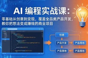 （18084期）AI编程实战课-第三期-4月17更新：零基础从创意到变现，覆盖全品类产品开发，把想法变成赚钱项目
