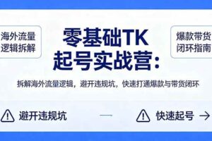 （18189期）零基础 TK 起号实战营：拆解海外流量逻辑，避开违规坑，快速打通爆款与带货闭环